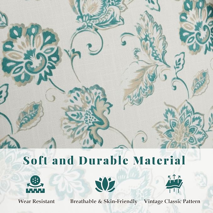 EROMMY Floral Accent Chair, Comfortable High Back Upholstered Armchair with Solid Wood Legs, Leisure Single Sofa Chair for Living Room, Home Office, Bedroom, Light Cyan Floral
