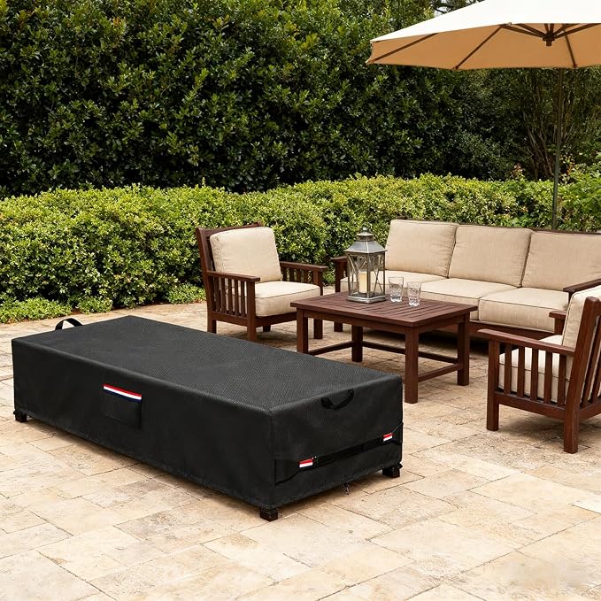 Rectangular Fire Pit Cover 56 inch,Heavy Duty 600D Waterproof Propane Gas Fire Pit Table Cover,Also Suitable for Outdoor Waterproof Firepit Table Cover,56" L x 27" W x 15" H Inch Black