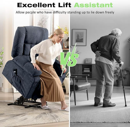 BOSMILLER Power Lift Recliner Chair with Massage and Heat for Elderly,Electric Lift Chair with USB Charging Runction and Side Pockets, Suitable for Living Rooms and bedrooms,Blue