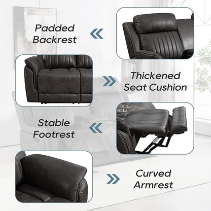 Zero Gravity Power Reclining Loveseat with Console, Reclining Loveseat with Adjustable Headrest, Power Loveseat Recliner Sofa with USB & Type-C Ports for Living Room (Badlands Charcoal)