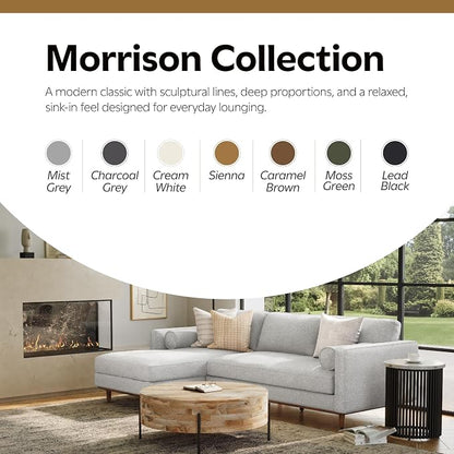 SIMPLIHOME Morrison Left Sectional Sofa in Woven-Blend Recycled Polyester Fabric, Mist Grey, 102-inches Wide, L-Shaped Couch with Left Chaise for The Living Room and Family Room