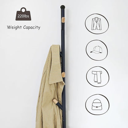 Gewudraw Coat Rack Stand Shoe Bench - 3 in 1 Coat Hall Tree with Shoe Storage With Benches Small Metal Shoes Shelf for Entryway Living Room Bedroom Hallway Mudroom