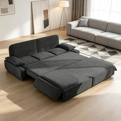 ERYE King Foldable Sleeper Sofa,Oversized 3-in-1 Convertible Pull Out Sleeper Sofabed W/Pillow Armrests,3 Seat Couch Space Saving Sleeper Sofa Bed for Living Room Bedroom