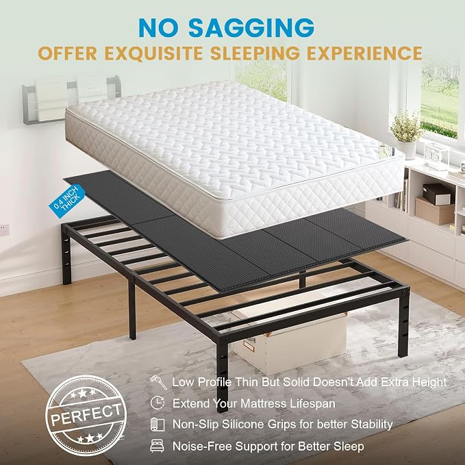 Bunkie Board King (76x80) 10mm H-Strength Rib Bed Boards for Under Mattress, Anti-Sag & Noise-Free Design, Heavy Duty Low Profile Anti-Slip Mattress Foundation for Platform Beds & Sofa Beds