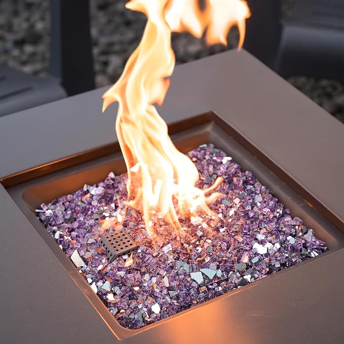 Mr. Fireglass 10 Pounds Fire Glass - 1/2 Inch High Luster Reflective Tempered Glass Rocks for Fireplace Fire Pit Table and Landscaping, Purple