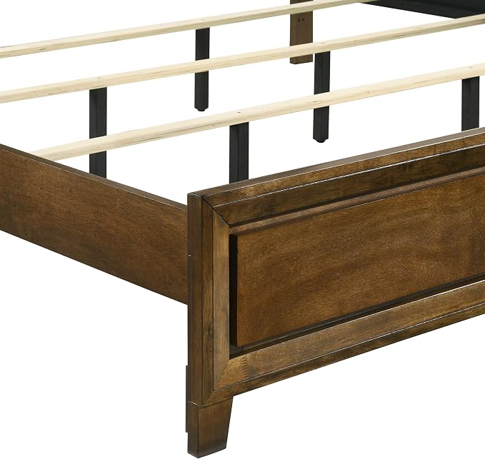 New Classic Furniture Ballard 5-Piece Wood King Bedroom Set with 2-Nightstands, Walnut Brown
