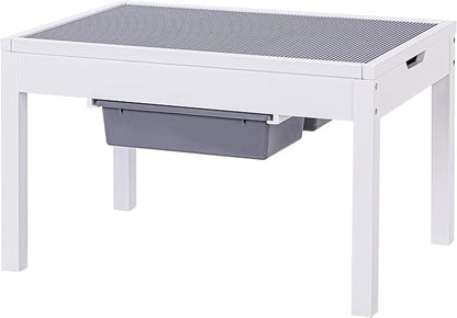 Large 2 in 1 Kid Activity Table with Storage, Play Table for Kids, Boys,Girls,White, 32.2"W x 22.2"L x 20"H, Ages 3+
