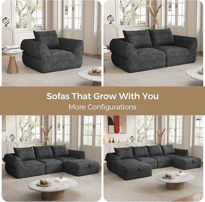 76.4" Cloud Loveseat Sofa, Deep Seat Couch with Pillows, Modern Comfortable Upholstery Boneless Sofa, 1 piece for Living Room, Bedroom, Apartment, Removable Cover，No Assembly Required, Dark Gray