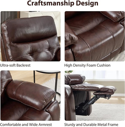 CANMOV Genuine Leather Power Recliner Loveseat, 2 Seat Loveseat Reclining Sofa with Storage Console,Hidden Cup Holders,Modern Electric Recliner Couch Set for Living Room, Bedroom,Dark Brown