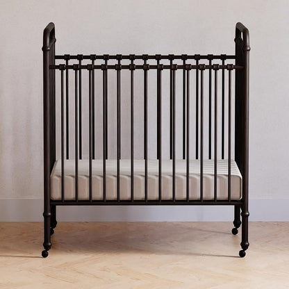 Namesake Abigail 3-in-1 Portable Baby Crib with Wheels - GREENGUARD Gold Certified Convertible Crib to Toddler Bed & Daybed - Metal Baby Bed w/ 4 Adjustable Mattress Heights, for Small Spaces - Iron
