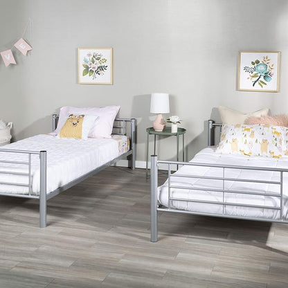 Walker Edison Elodie Urban Industrial Twin Over Twin Metal Bunk Bed, Twin Over Twin, Silver