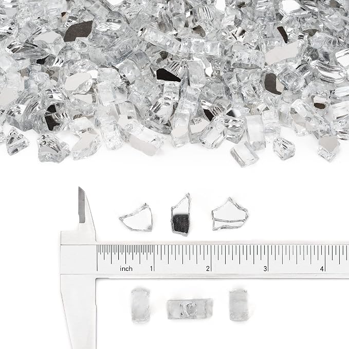 Stanbroil 10-Pound Fire Glass - 1/2 inch Reflective Tempered Fire Glass for Fireplace Fire Pit, Platinum Reflective
