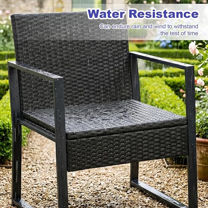 FDW | 3-Piece Patio Furniture Set | Khaki |Outdoor Wicker Furniture with Coffee Table | Modern Rattan Chairs Conversation Set | Outdoor Seating | Weather-Resistant | for Porch, Garden, Lawn
