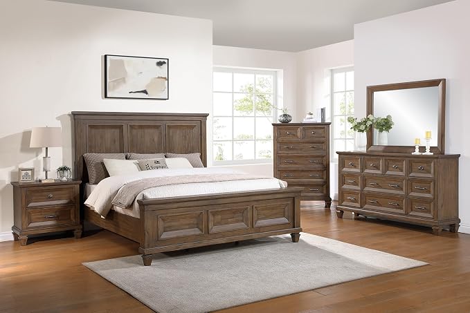 New Classic Furniture Mariana 5-Piece Wood King Bedroom Set, Vintage Mocha