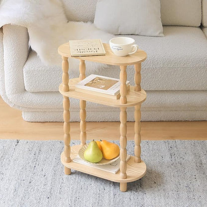 MaxSmeo Narrow End Table, Small Narrow Side Table for Small Spaces, 3-Tier Skinny End Table Nightstand for Bedroom, Living Room and Office (Natural)
