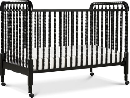 DaVinci Jenny Lind 3-in-1 Convertible Crib in Ebony, Removable Wheels, Greenguard Gold Certified | Converts to Toddler Bed & Daybed, 4 Adjustable Mattress Heights - Conversion Kit Sold Separately - Durable & Easy to Assemble