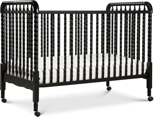 DaVinci Jenny Lind 3-in-1 Convertible Crib in Ebony, Removable Wheels, Greenguard Gold Certified | Converts to Toddler Bed & Daybed, 4 Adjustable Mattress Heights - Conversion Kit Sold Separately - Durable & Easy to Assemble