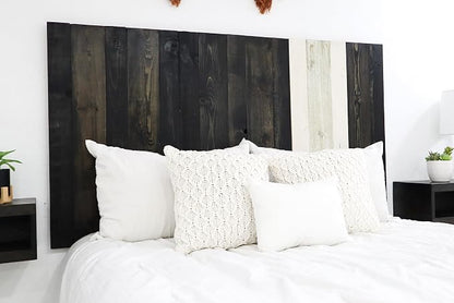 Barn Walls Noir Mix Signature Design, Multicolored Solid Wood Headboard, Floating Panels, Wall Mount, Adjustable Height, Easy Assembly, King Size