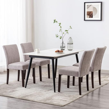 Watson & Whitely Modern Upholstered Dining Chairs, Set of 6, Fabric in Grey | Solid Wood Legs, Padded Seat, Low Back, Modern Armless Parsons Chair for Kitchen, Dining Room, Restaurant