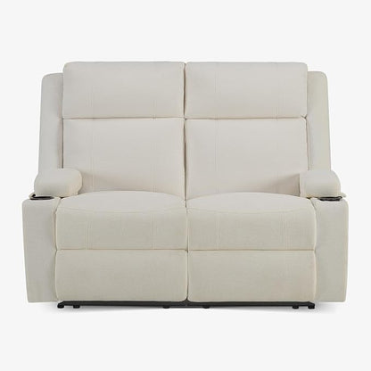 GUEAPY 55" Loveseat Reclining Sofa with Cup Holders – Manual Double Reclining Sofa for Aprtment & Small Spaces, Chenille Fabric Reclinig Couch with Wide Armrests & Side Storage for Livingroom Beige