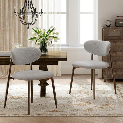MALOL Dining Chairs Set of 2, Curved Back Kitchen Room Chairs with Metal Legs and Anti Slip Pads, Upholstered Dining Chair for Home and Restaurant, Light Grey