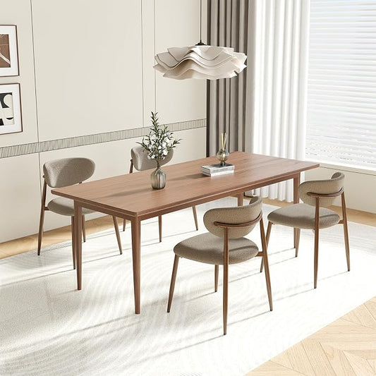 MALOL Upholstered Dining Chairs Set of 4, Curved Back Kitchen Chairs with Metal Legs and Anti Slip Pads, Dining Room Chair for Home and Restaurant, Camel
