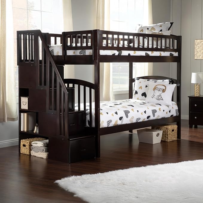 AFI, Westbrook Staircase Bunk Bed Twin Over Twin, Espresso