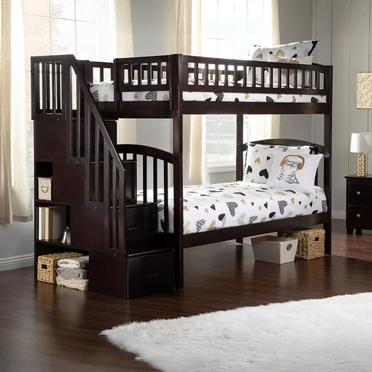 AFI, Westbrook Staircase Bunk Bed Twin Over Twin, Espresso
