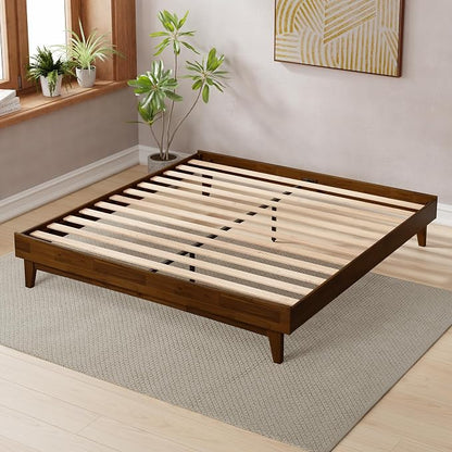 Bme Catherine King Platform Bed Frame, Modern Bed Frame Without Headboard, Wooden Low Profile Bed Frame, Acacia Platform Bed Frame King, No Box Spring Needed, Supports up to 800lbs - Dark Chocolate