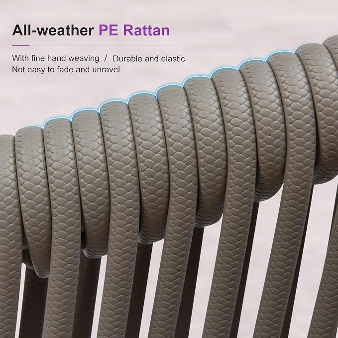 PURPLE LEAF 7 Pieces Outdoor Dining Set Patio Table and Chairs Set for 6 Aluminum Wicker Rattan Patio Furniture Set for Lawn Garden Porch Grey