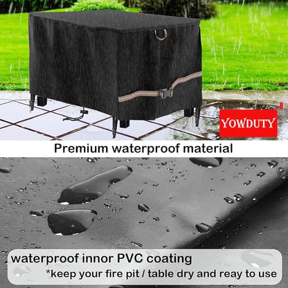 Rectangular Propane Gas Fire Pit Table Cover 44x28x24 Inch, Waterproof Heavy Duty 600D Rectangle Outdoor Fireplace Cover 44 inch, All-weather Protection For Patio Firepit Table 42/43/44 inch