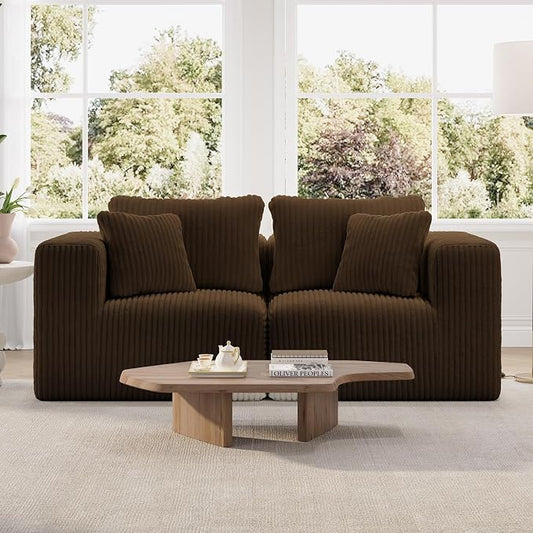 Novilla 70.8" Modular Sectional Sofa, Modern Cloud Sectional Couch with Smarts Coil® Support, Upholstered Boneless Couch for Living Room Apartments Bedroom, No Assembly Required, Brown (Loveseat)