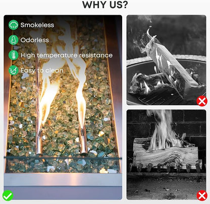 Stanbroil 10-Pound Fire Glass - 1/2 inch Reflective Tempered Fire Glass for Fireplace Fire Pit, Light Green Reflective