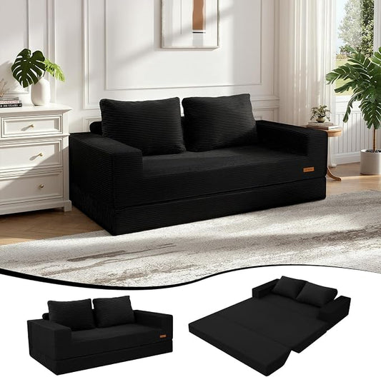 COMAX Futon Sofa Bed, Convertible Sofa Bed, Folding Boneless Couches | Boneless Couch for living room, 4‑in‑1 Fold Out Small Foldable Loveseat Floor Sleeper Mattress Lounge Space‑Saving
