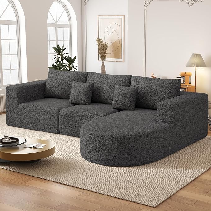 Boneless Couches for Living Room,Cloud Sectional Couch with L-Shape Chaise,Modern Modular Sofa with Deep Seat Upholstered Comfy Couches for Bedroom,No Assembly Required,1PCS