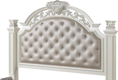 First of a Kind Platinum White King 4 Piece Bedroom Set
