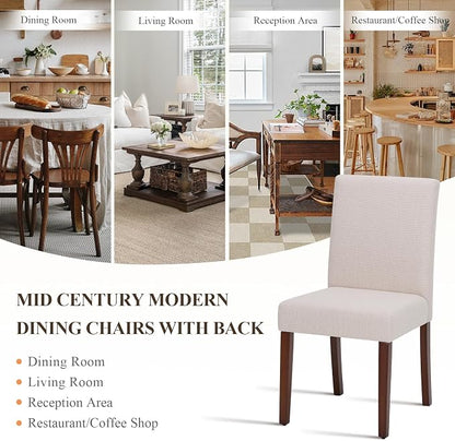 MALOL Upholstered Dining Chairs Set of 4, Fabric Dining Room Chairs, Modern Wooden Dining Chair, Kitchen Side Chairs, Farmhouse Dinner Chair with High Back for Kitchen, Beige