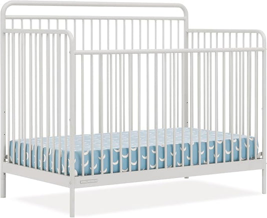 Delta Children Hayden 5-in-1 Convertible Metal Crib, Warm Gray