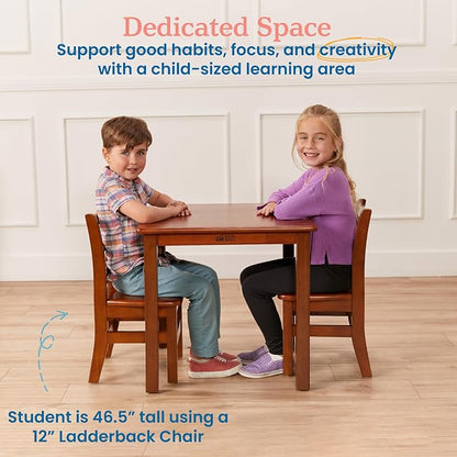 ECR4Kids 24in Square Hardwood Table with 22in Legs, Kids Furniture, Dark Walnut