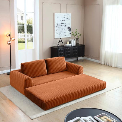 82-Inch Foldable Loveseat Boneless Cloud Couch, Modern Compressed Foam Daybed Floor Mattress Sleeper Sofa, 2-in-1 Boneless Convertible Sofa in a Box,No Assembly Required