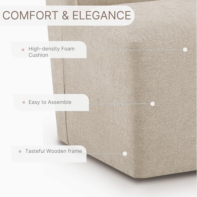 KISLOT Upholstered Dining Chairs Set of 4 with Casters, Wingback Modern Side Armless Deskchair with Rollers for Diningroom Bedroom Livingroom Reading Room, Sand Fabric
