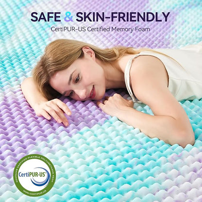 SINWEEK 3 Inch Egg Crate Memory Foam Mattress Topper Twin XL, Twin Extra Long Mattress Pads for College Dorm Room, Pressure Relieve CertiPUR-US Certified,39x80 Inches, Colorful