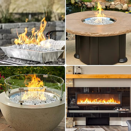Onlyfire 10 lbs Fire Glass Rocks 1/4 Inch, Reflective Tempered Glass for Propane Fire Pit & Gas Fireplace, High Luster Firepit Glass Stones for Fire Table, Platinum (Multicolor Options Available)