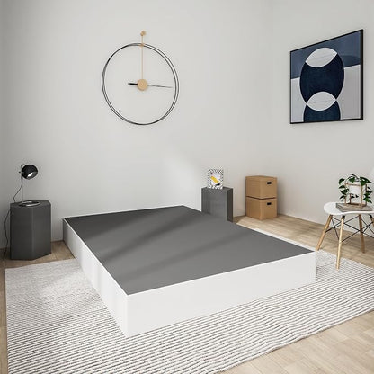 Qingzhou Box Spring King Bed Bases, 9 Inch High Metal King Size Box Spring Only, Heavy Duty Mattress Foundation with Fabric Cover, Easy Assembly, Quiet Noise Free, Non Slip, Black