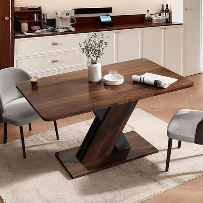 Extendable Dining Table for 4-8 People,55.12''-70.87''Modern Space-Saving Wood Kitchen Table,Rectangle Folding Conference Meeting Table for Living Meeting Room Kitchen,Walnut