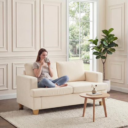 Apicizon 3 Pieces Couch Set Living Room Furniture Sets, Loveseat Sofa & 3 Seater Sofa Set of 3 for Bedroom, Comfy Chenille Couch Sleeper Sofa for Apartment Lounge, White Chenille