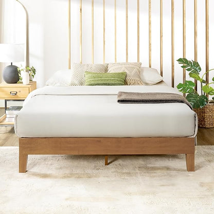 Mellow Naturalista Grand - 12 Inch Solid Wood Platform Bed with Wooden Slats - No Box Spring Needed - Full (Natural Pine)