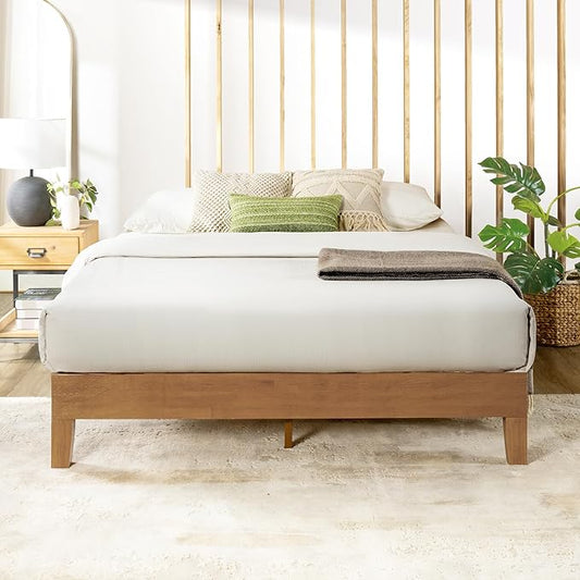 Mellow Naturalista Grand - 12 Inch Solid Wood Platform Bed with Wooden Slats - No Box Spring Needed - Full (Natural Pine)