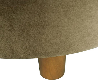 HomePop 28" Button Tufted Velvet Round Storage Ottoman - Light Sage Green Velvet
