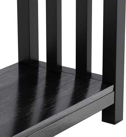 ChooChoo Mission Coffee Table, Black Wood Living Room Table with Shelf, 47 inch